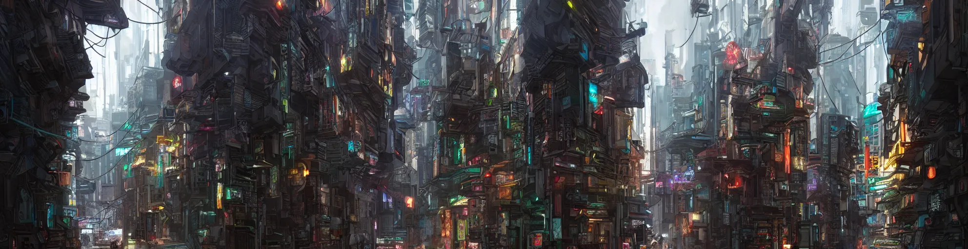 Prompt: cyberpunk alleyway, extremely detailed architecture and lighting wide-shot