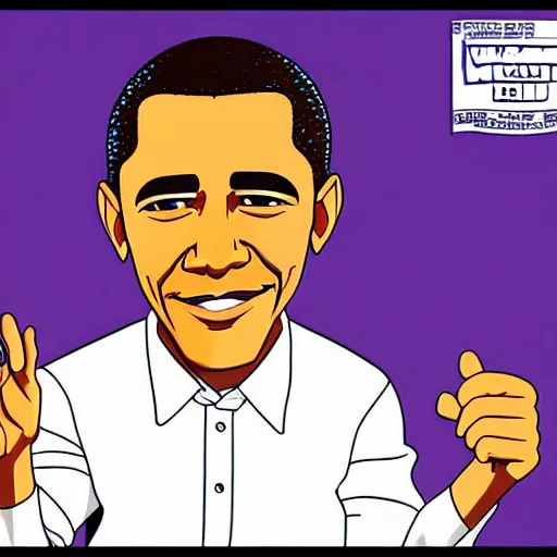 Prompt: Barack Obama in the style of Family Guy, key anime visual, official modern cartoon animation style