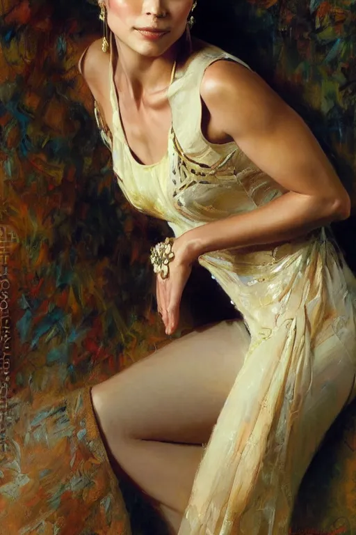 Prompt: detailed portrait of kristin kreuk, painting by gaston bussiere, craig mullins, j. c. leyendecker