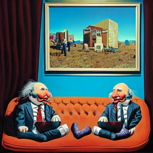 Image similar to Statler and Waldorf in a Scott Listfield painting