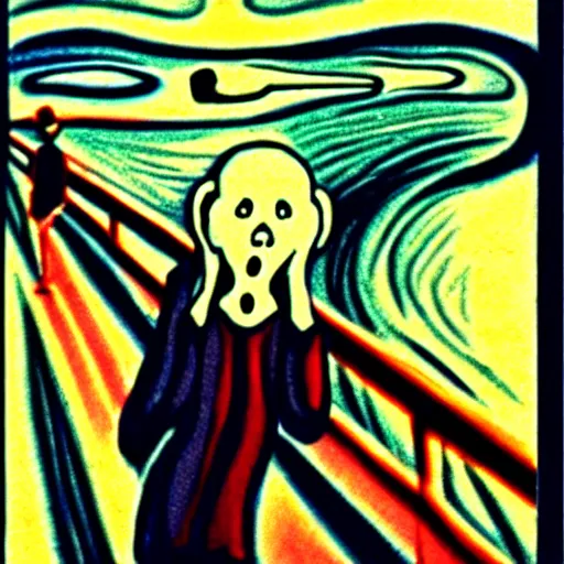 Prompt: a funky movie adaptation of the scream of munch by walt disney. elegant, cartoony