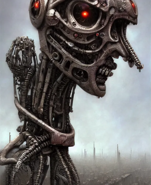 Image similar to cyborg waluigi, by hr giger and beksinski and stephan martiniere, trending on artstation, 4 k resolution, detailed, high quality, hq artwork