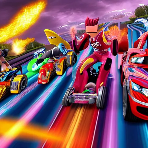 Image similar to the acceleracers going through a new realm they have never seen before