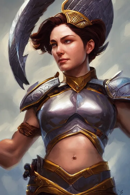 Image similar to amazon valkyrie athena, d & d, fantasy, portrait, highly detailed, headshot, digital painting, trending on artstation, concept art, sharp focus, illustration, art by artgerm and greg rutkowski and magali villeneuve