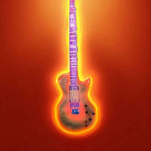 Image similar to a magical guitar, glowing effect, devainart,concept art trending on artstation, hyperreal, hyperdetailed, 8k,hd