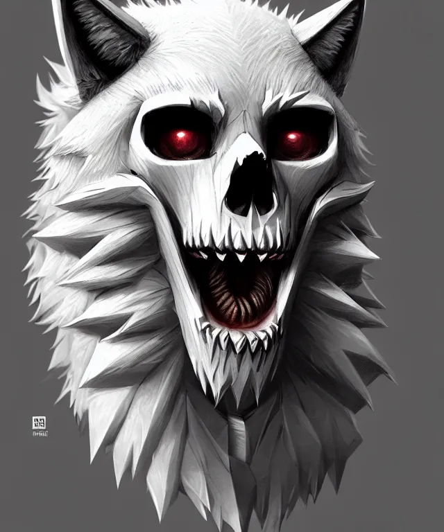 Image similar to male anthropomorphic skull wolf furry cute - fine - face, pretty face, key visual, realistic shaded perfect face, fine details by stanley artgerm lau, wlop, rossdraws, james jean, andrei riabovitchev, marc simonetti, and sakimichan, trending on artstation