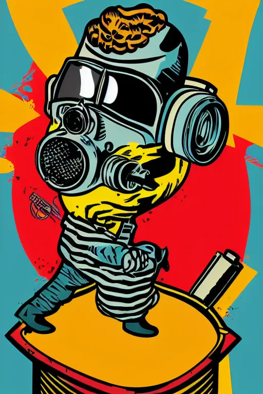 Image similar to fallout 7 6 retro futurist illustration art by butcher billy, sticker, colorful, illustration, highly detailed, simple, smooth and clean vector curves, no jagged lines, vector art, smooth andy warhol style