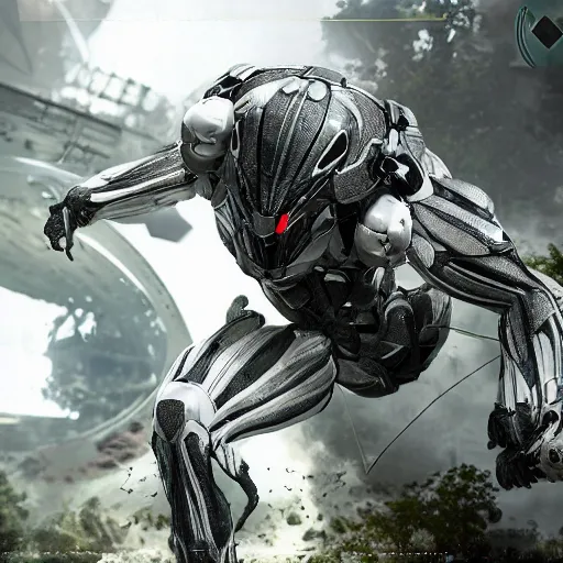 Image similar to the nanosuit from crysis 3 in ultra realistic detail, in white studio, typography annotations around the suit, ultra hd w - 1 0 2 4