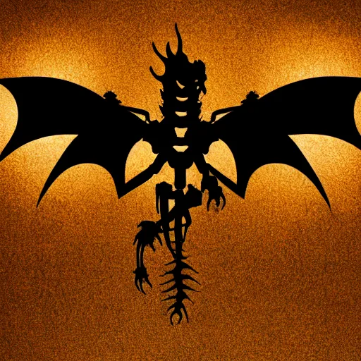 Image similar to silhouette of a dragon skeleton, backlit, 4 k