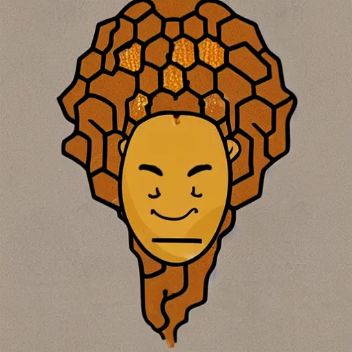 Image similar to fun cartoon honey bee with an afro inside of a honeycomb dripping with honey