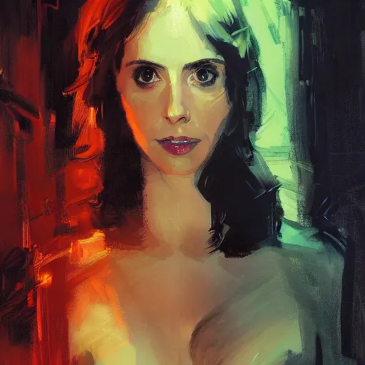 Image similar to alison brie as cortana, intricate, elegant, highly detailed, greg manchess, mucha, liepke, ruan jia, jeffrey catherine jones, ridley scott