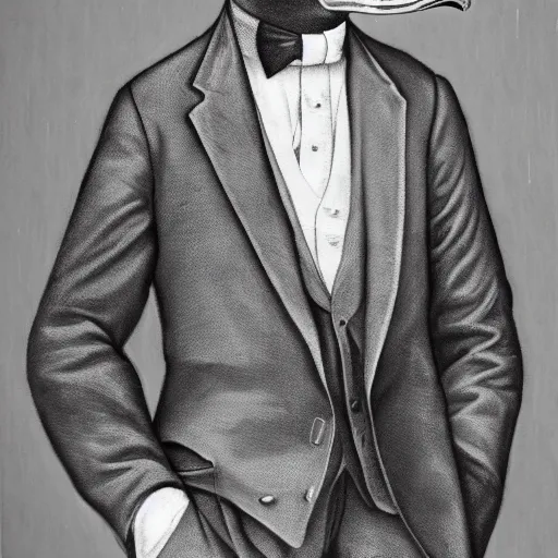 Image similar to a high detail photo of a man with a duck's head wearing a suit, antropomorphic, photorealism