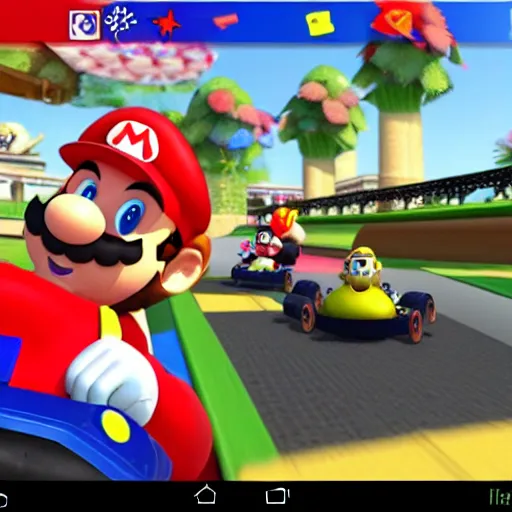 Image similar to screenshot of mario kart with eminem