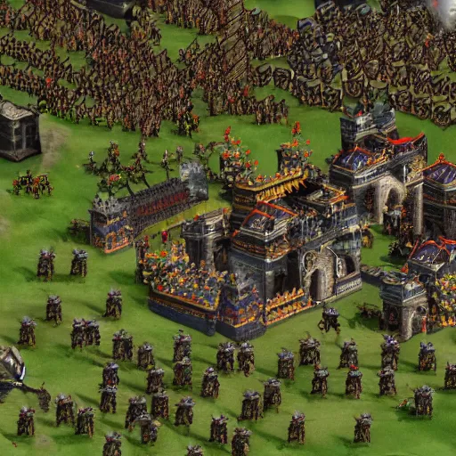 Prompt: the goths attacking Genghis Khan, Age of Empires 2 screenshot, high detail