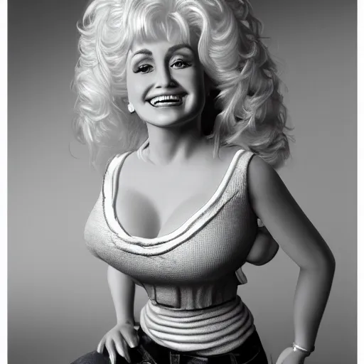 Prompt: dolly parton as a young adult, 1990s nyc backround, realistic, bulging bust, 8k resolution, hyperdetailed, highly detailed, real life, studio lighting, high quality
