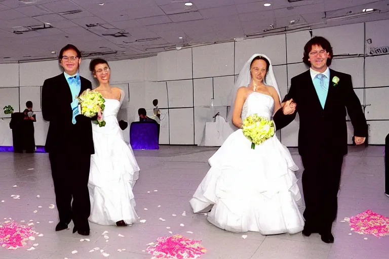 Image similar to microsoft windows 9 5 wedding, vaporwave