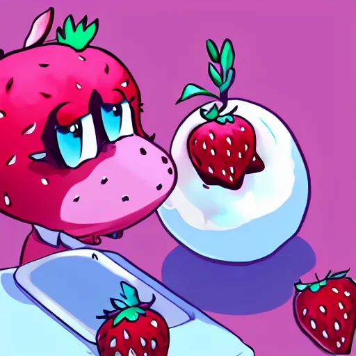 Image similar to adorable strawberry creature trending on pixiv