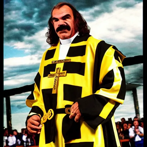 Image similar to jake the snake roberts as catholic priest