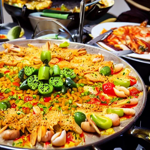 Prompt: high quality food picture of an authentic paella