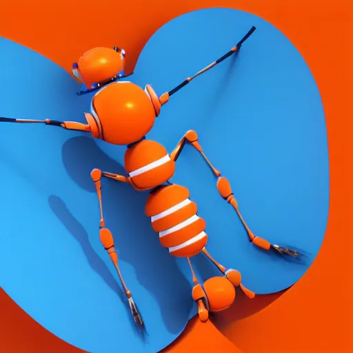 Prompt: 3D render of a robot mosquito with a white background with a orange border and a blue gradient background with two orange circles High detail, octane render