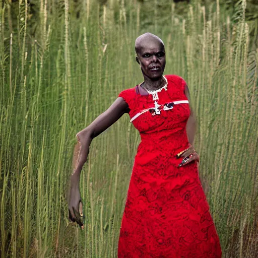 Image similar to photo of a woman in a red dress by eric lafforgue. professional photography.