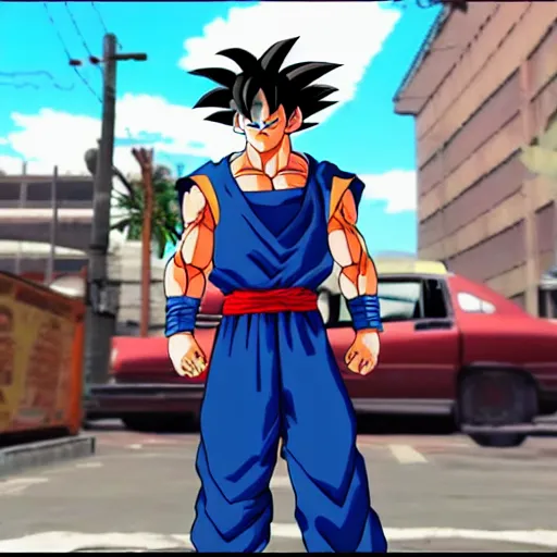 Image similar to goku in grand theft auto
