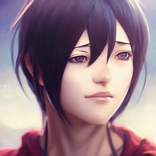 Image similar to mikasa ackerman, bokeh, beautiful face!!!!, 2 7 years old, cg animation, lifelike, animated, realistic, character select portrait, by artgerm, greg rutkowski, alphonse mucha, 3 d