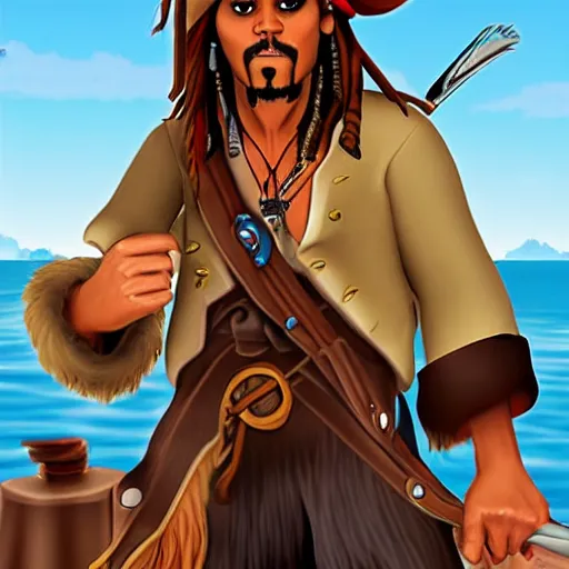 Image similar to jack sparrow in the style of monkey island