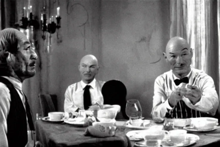 Image similar to film still patrick stewart in a dinner in pulp fuction