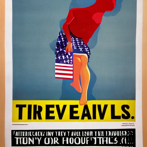 Prompt: USA propaganda poster warning about the dangers of thinking critically