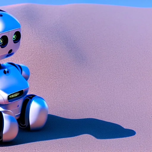 Image similar to a cute little robot consists sand. super realistic 8 k render of a elegant, cinematic composition