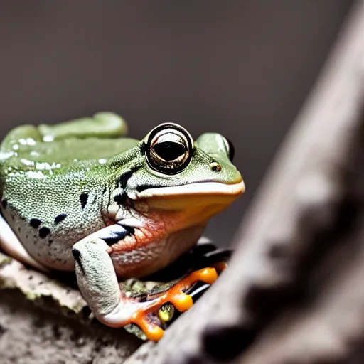 Image similar to sleepy frog, photography,