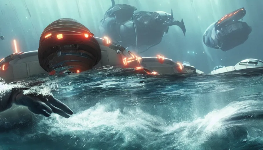 Prompt: film still from the new live - action netflix movie adaptation,'subnautica'