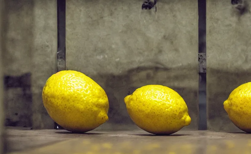 Prompt: lemons in a jail cell, photography