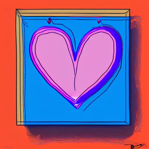 Image similar to a heart made of blue pink and purple stripes in a pop art style, digital art, trending on art station, brush strokes, medium tones