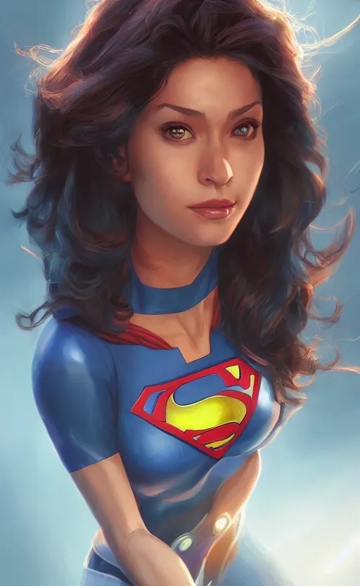 Image similar to A portrait of Superwoman , by Stanley Artgerm Lau, WLOP, Rossdraws, James Jean, Andrei Riabovitchev, Marc Simonetti, and Sakimichan, tranding on artstation