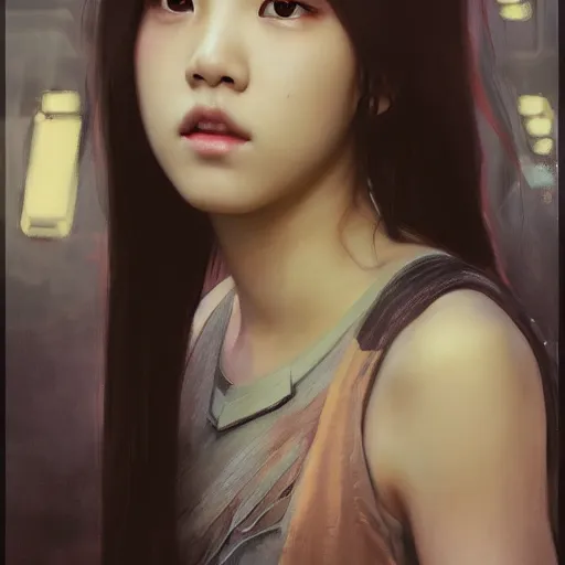 Image similar to jisoo of blackpink, hyperrealistic portrait, bladerunner street, art of elysium by jeremy mann and alphonse mucha, fantasy art, photo realistic, dynamic lighting, artstation, poster, volumetric lighting, very detailed face, 8 k, award winning