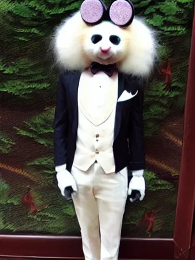 Image similar to furry ferret, anime style, formal suit, full body, disney style