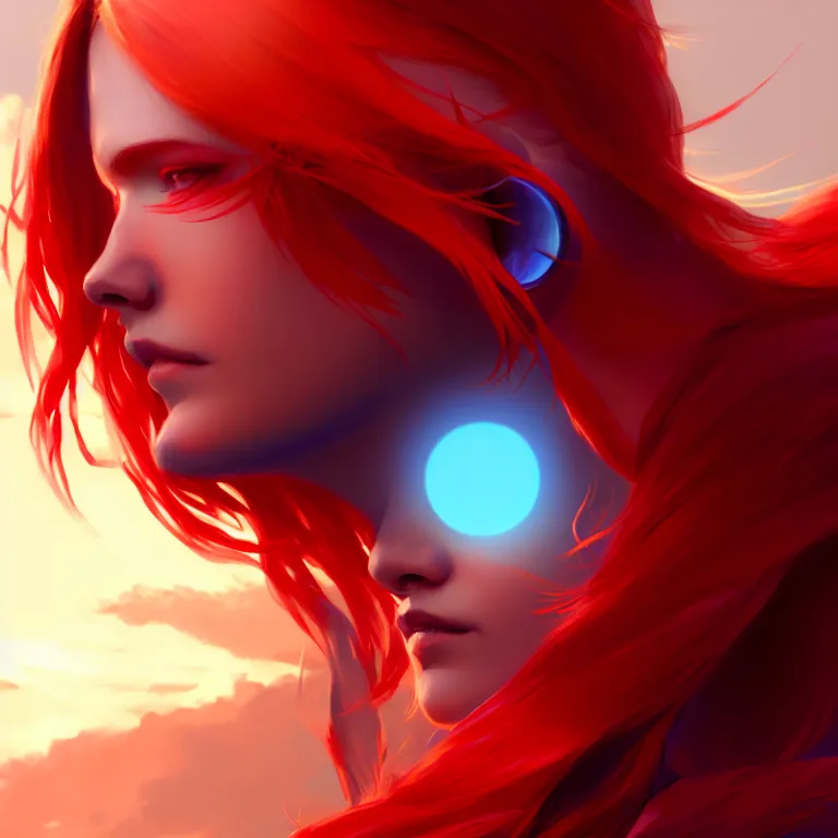 Prompt: crimson and azure become as the sun; detailed, best on artstation, cgsociety, epic, masterpiece