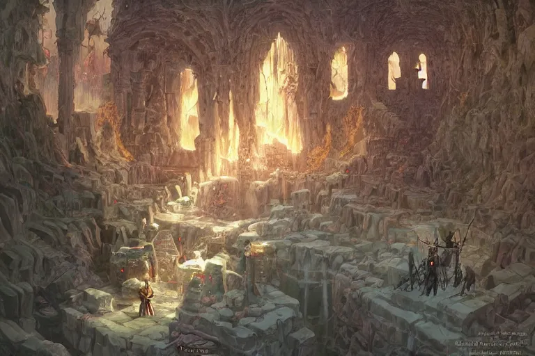 Prompt: point perspective dungeon dangerous fantasy dungeon the humble worshippers of the god of ices must bloom a farm for days and days. They have special swords they use in their ceremonies.,by artgerm and Craig Mullins, James Jean, Andrey Ryabovichev, Mark Simonetti and Peter Morbacher 16k