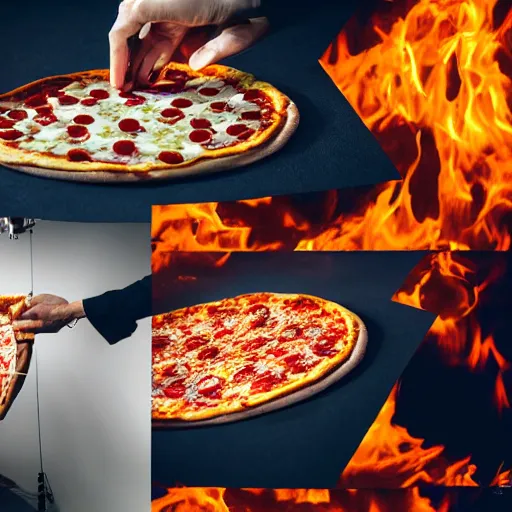 Image similar to photo of exploding pizza ball studio commercial photography