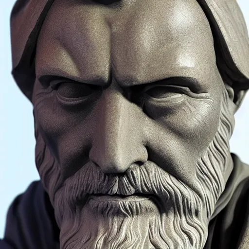 Prompt: marble bust of obi wan kenobi, high detail, high definition, photorealistic, 8k