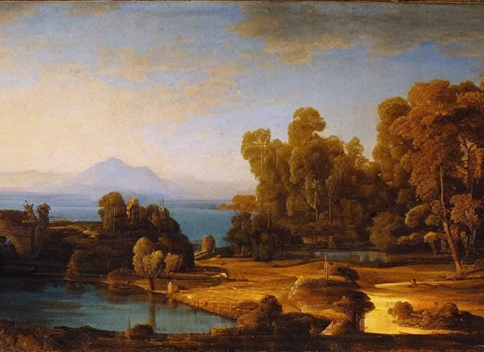 Prompt: landscape, beautiful, bright atmosphere : claude lorrain