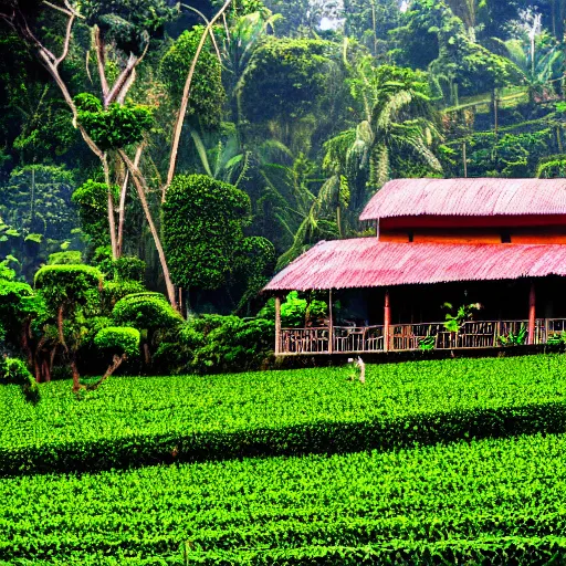 Prompt: a photo of a guatemalan coffee plantation house, detailed photography