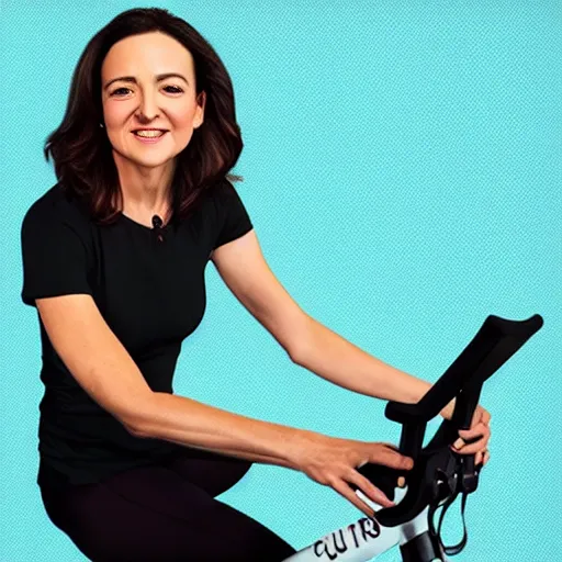 Prompt: Sheryl Sandberg SoulCycle Instructor, promotional poster