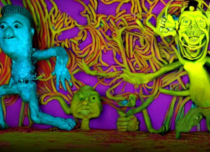 Prompt: ! dream a still image from a psychedelic underground claymation movie by bruce bickford, technicolor 4 k