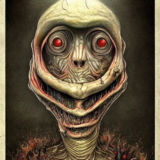 Prompt: a hyperrealistic brightly colored painting of a psychedelic alien nightmare, by anton semenov and santiago caruso, highly detailed, vivid color,