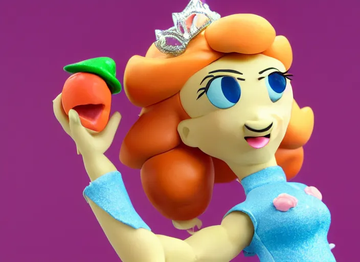 Image similar to claymation figure of princess peach