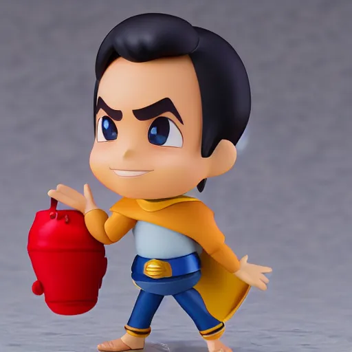 Image similar to pixar aladdin as nendoroid, side view, 8 k hd dof, kodak film,