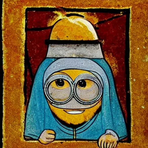 Prompt: Medieval painting of a minion